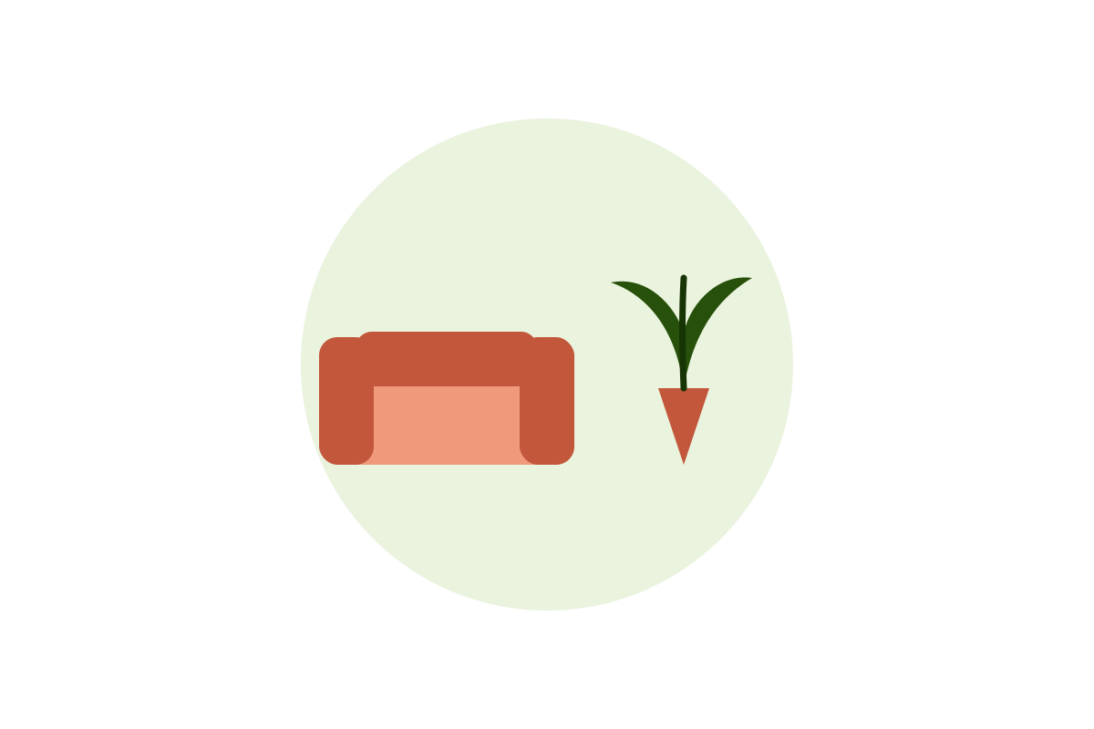 Living room with plant illustration