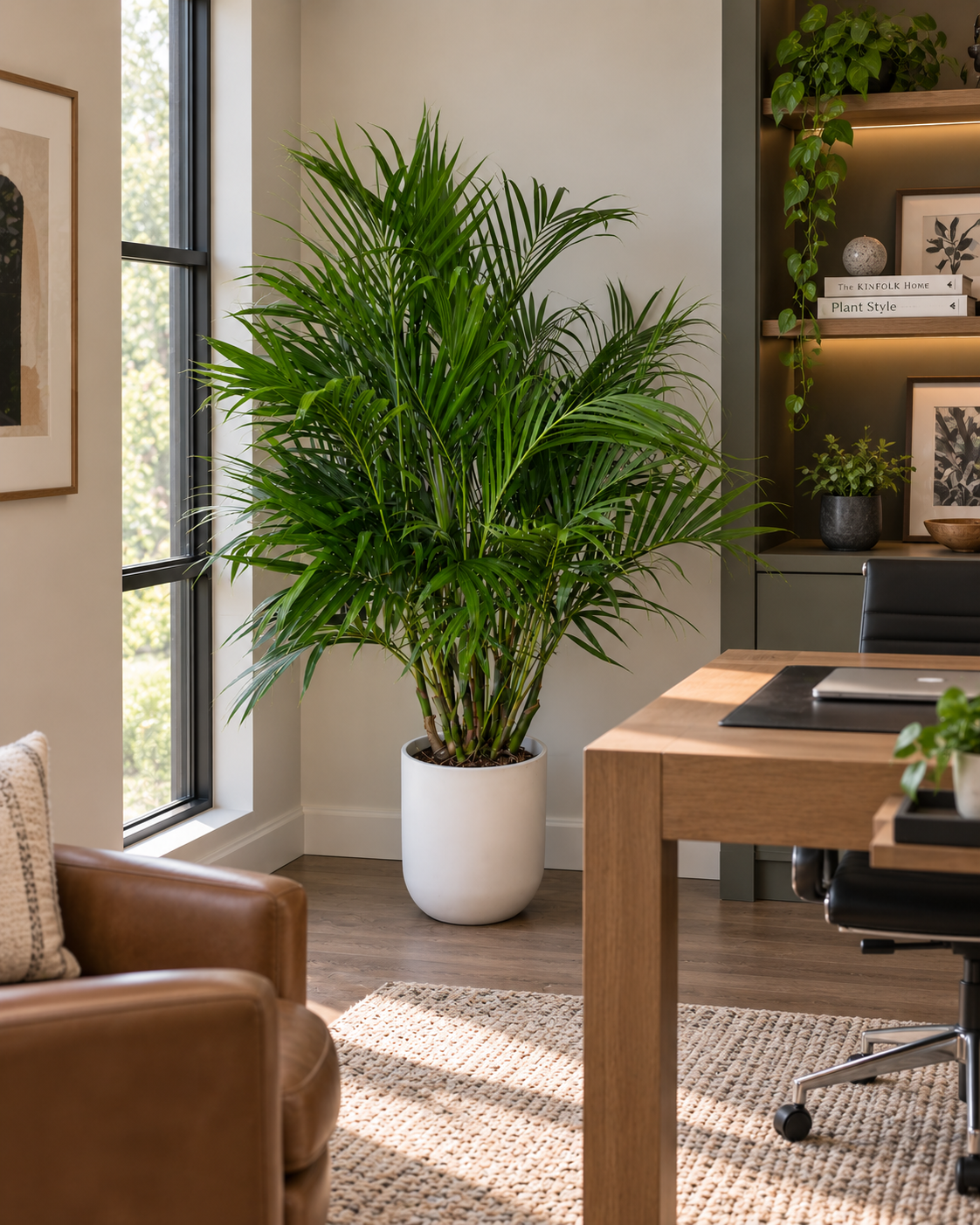 10-inch Cat Palm plant in an office