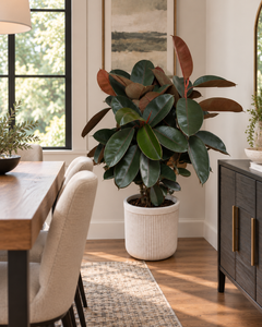 10-inch Ficus Burgundy Bush plant in a dining room