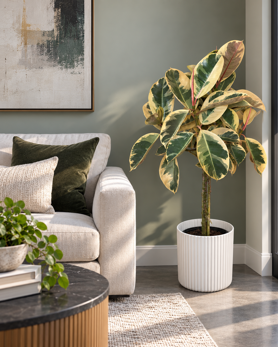 10-inch Ficus Tineke plant in a living room